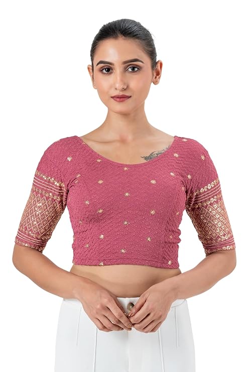 Golden Sequin Zari Work Blouse